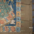 Tussar Sage Green Kalamkari Printed Saree