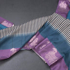 Raw Silk Peacock Blue Printed Saree