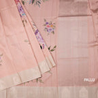 Satin Silk Peach Floral Printed Saree 02