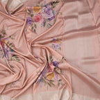 Satin Silk Peach Floral Printed Saree 02