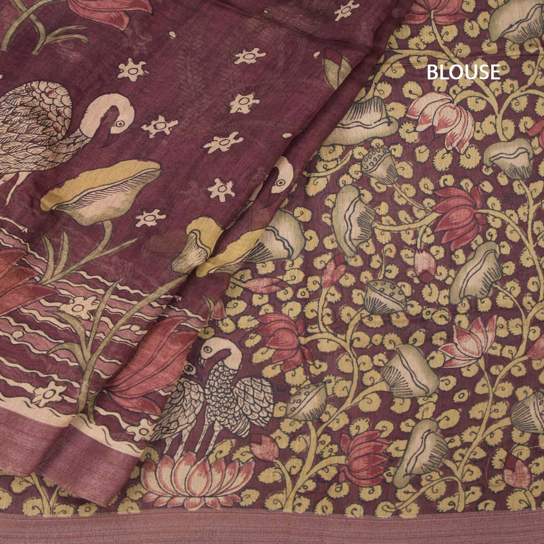 Semi Linen Maroon Printed Saree 03