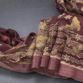 Semi Linen Maroon Printed Saree 03