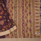 Semi Linen Maroon Printed Saree 04