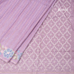 Raw Silk Lavender Zari Stripes Saree And Thread Border