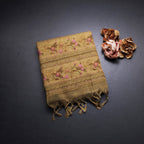 Linen Gold Floral Thread Work Saree