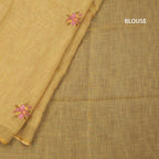 Linen Gold Floral Thread Work Saree