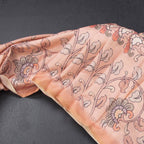 Semi Raw Silk Peach Printed Saree With Floral Creeper Design 02