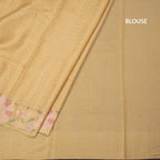 Raw Silk Sandal Zari Checked Saree And Floral Thread Border