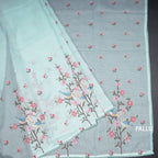 Kota Powder Blue Thread Work Saree In Tree Design