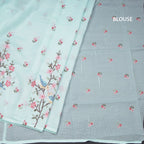 Kota Powder Blue Thread Work Saree In Tree Design