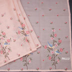 Kota Peach Thread Work Saree In Tree Design