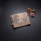 Linen Cream Saree With Floral Painted Sequence Work