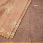 Linen Peach Saree With Painted Zari Thread Work