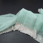 Kota Powder Blue Floral Thread Work Saree