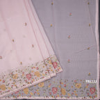 Kota Light Pink Floral Thread Work Saree
