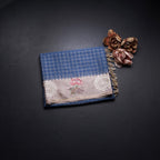 Raw Silk Cobalt Blue Zari Checked Saree And Cut Work Border