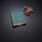 Raw Silk Jade Green Zari Checked Saree And Zari Border