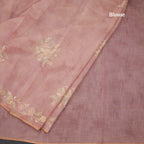 Linen Onion Pink Saree Painted With Zari Thread Work