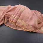 Linen Onion Pink Saree Painted With Zari Thread Work
