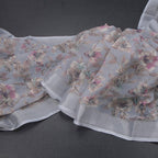 Semi Linen Grey Floral Printed Saree 08