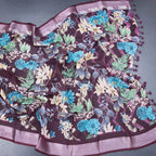 Semi Linen Dark Purple Floral Printed Saree
