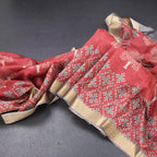 Semi Raw Silk Red Tree Printed Saree And Zari Border