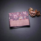 Semi Linen Plum Purple Floral Printed Saree And Zari Border 02