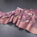 Semi Linen Plum Purple Floral Printed Saree And Zari Border 02