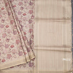Raw Silk Beige Floral Printed Saree