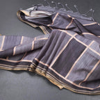 Raw Silk Elephant Grey Box Design Saree
