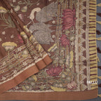Semi Linen Cinnamon Brown Printed Saree
