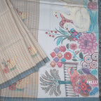 Raw Silk Multi Colour Checked Saree With Paint Work 03