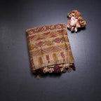 Semi Linen Maroon Floral Printed Saree