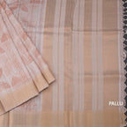 Raw Silk Light Peach Printed Saree