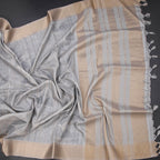 Raw Silk Grey Printed Saree 02