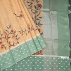 Kota Dark Sandal Floral Paint Work Saree