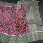 Kota Rose Pink Floral Paint Work Saree