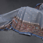 Kota Cornflower Blue Saree With Zari Buttas And Printed Border