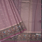 Kota Onion Pink Saree With Zari Buttas And Printed Border