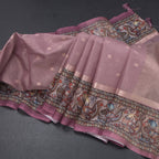 Kota Onion Pink Saree With Zari Buttas And Printed Border