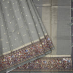 Kota Sage Green Saree With Zari Buttas And Printed Border