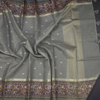 Kota Sage Green Saree With Zari Buttas And Printed Border