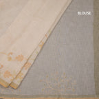 Linen Light Sandal Saree With Painted Zari Thread Work