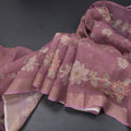Linen Onion Pink Saree With Painted Zari Thread Work