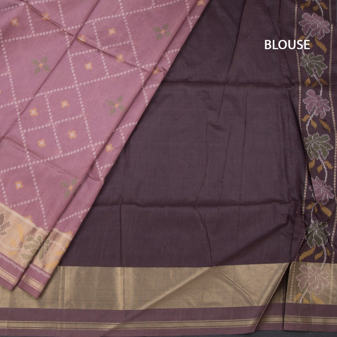 Raw Silk Onion Pink Printed Saree 02