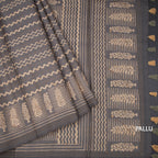 Raw Silk Grey Zig Zag Printed Saree