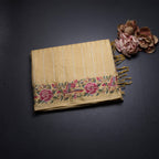 Raw Silk Yellow Zari Stripes Saree And Floral Thread Border