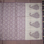 Raw Silk Purple Printed Saree With Zari Border
