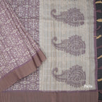 Raw Silk Purple Printed Saree With Zari Border