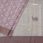 Raw Silk Purple Printed Saree With Zari Border